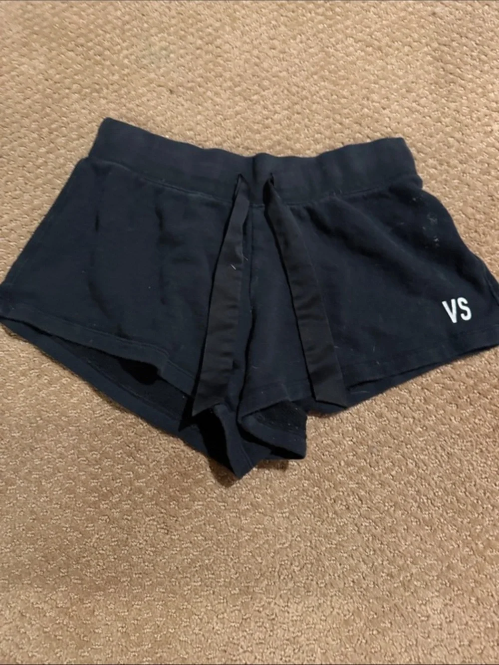 Victoria's Secret Black Drawstring Lounge Shorts with VS Logo